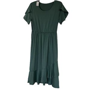 Green Flutter Sleeve Tiered Sundress